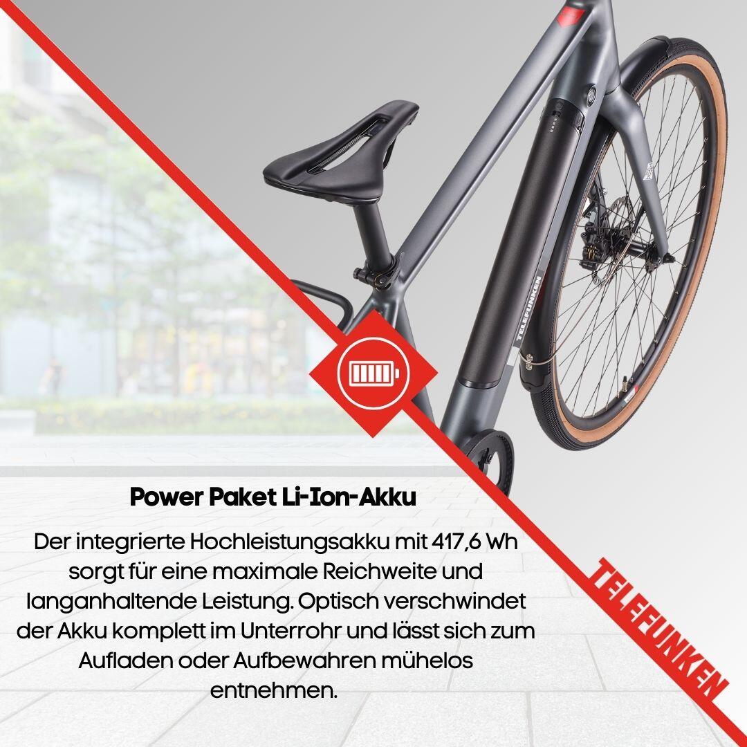 E-Bike UH220 28 Zoll 2-Gang Automatikschaltung Pedelec City Riemenantrieb grau 7/7