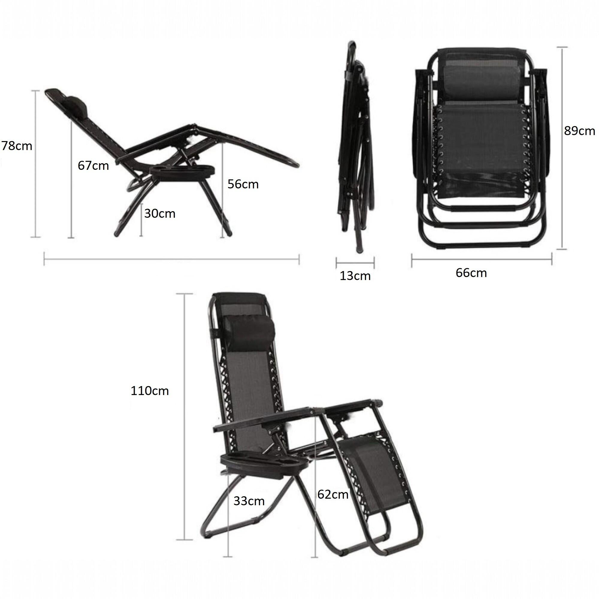 Pack de 2 Sillónes Relax Gravedad Cero, Tela textiline, terraza, Camping 5/7