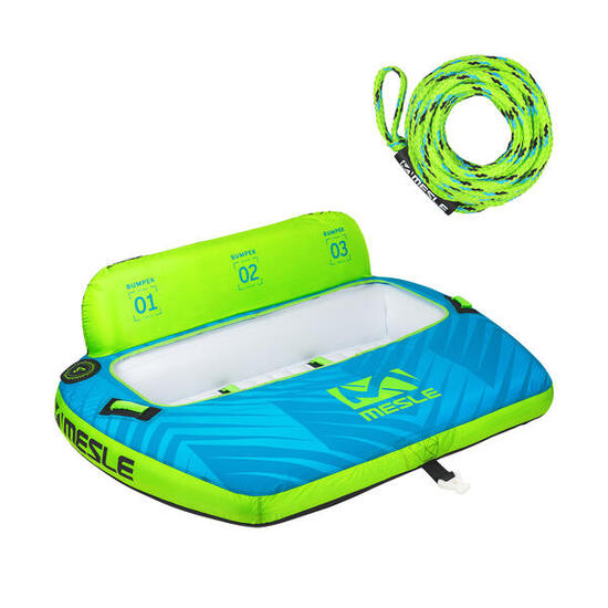 Bouée Tractable Bumper avec Corde 3 Places Gonflable Bateau & Jet Ski Nautique