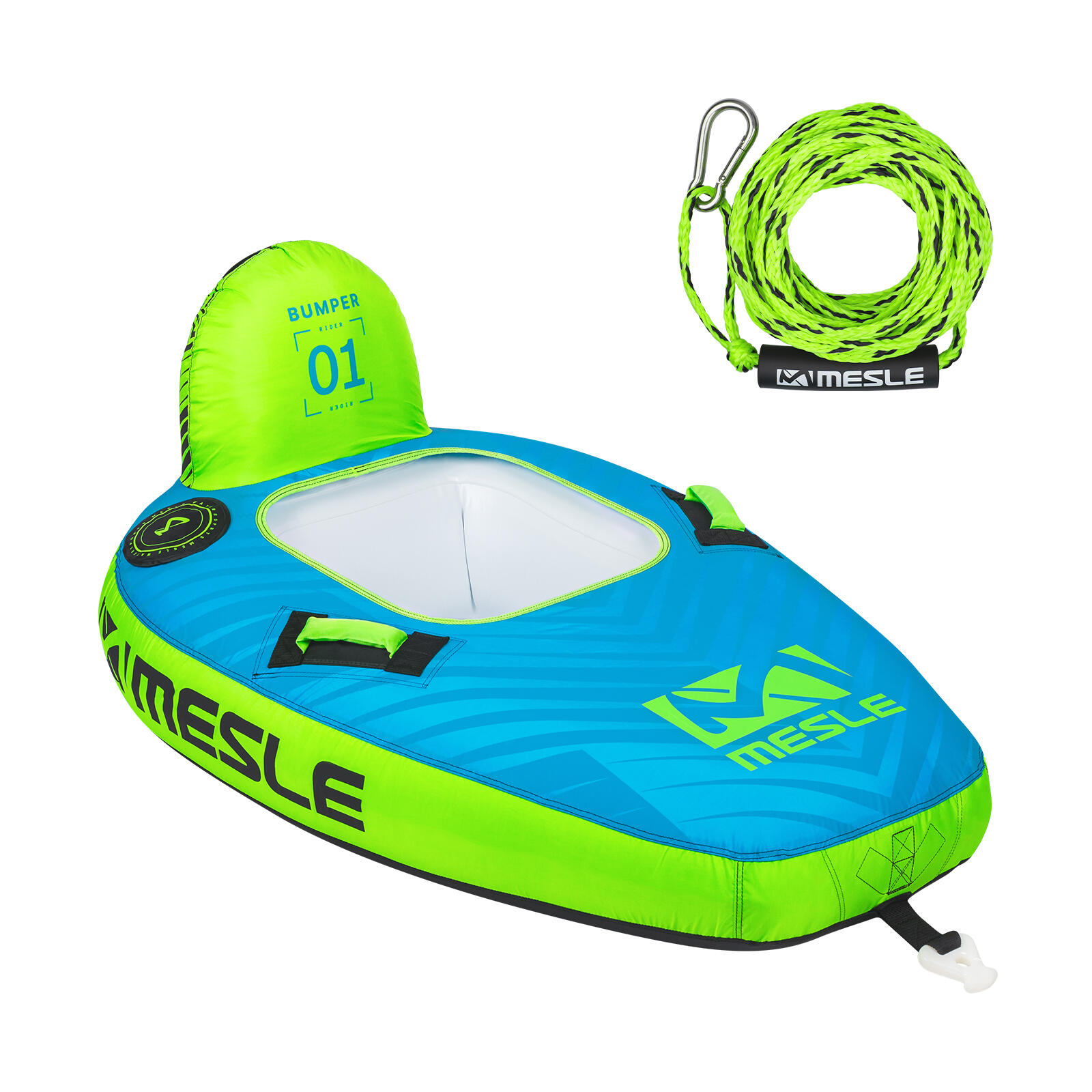 Tube Wassersport Bumper mit Leine 1 Person Funtube am Boot Schleppreifen blau 1/5