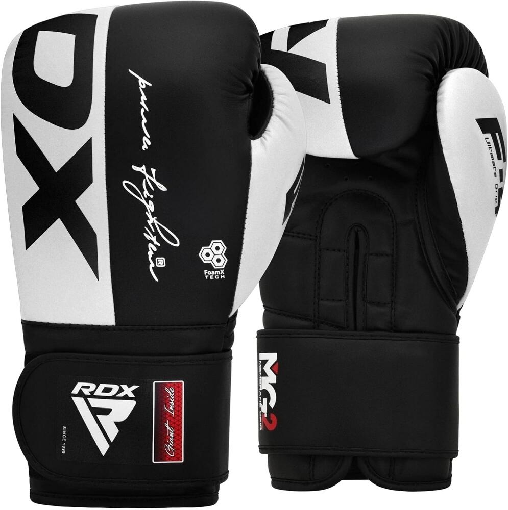 Gants de boxe Rex F4 – Blanc/Noir – 14oz 6/7