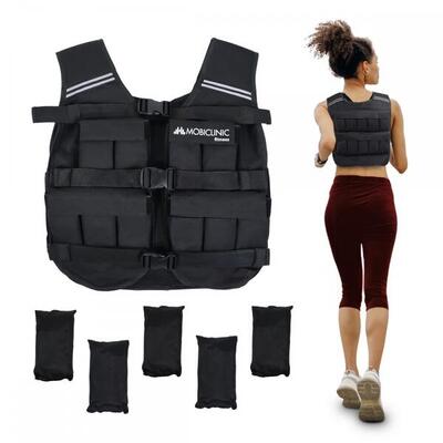 Gilet per pesi da 10 kg regolabile traspirante imbottito adattabile Nero