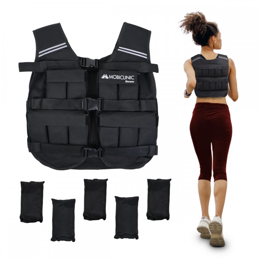 Mobiclinic - Gilet De Poids 20 Kg Réglable De Musculation Respirant Réglable Padded Adaptable - Gilet Lesté - Noir - Decathlon