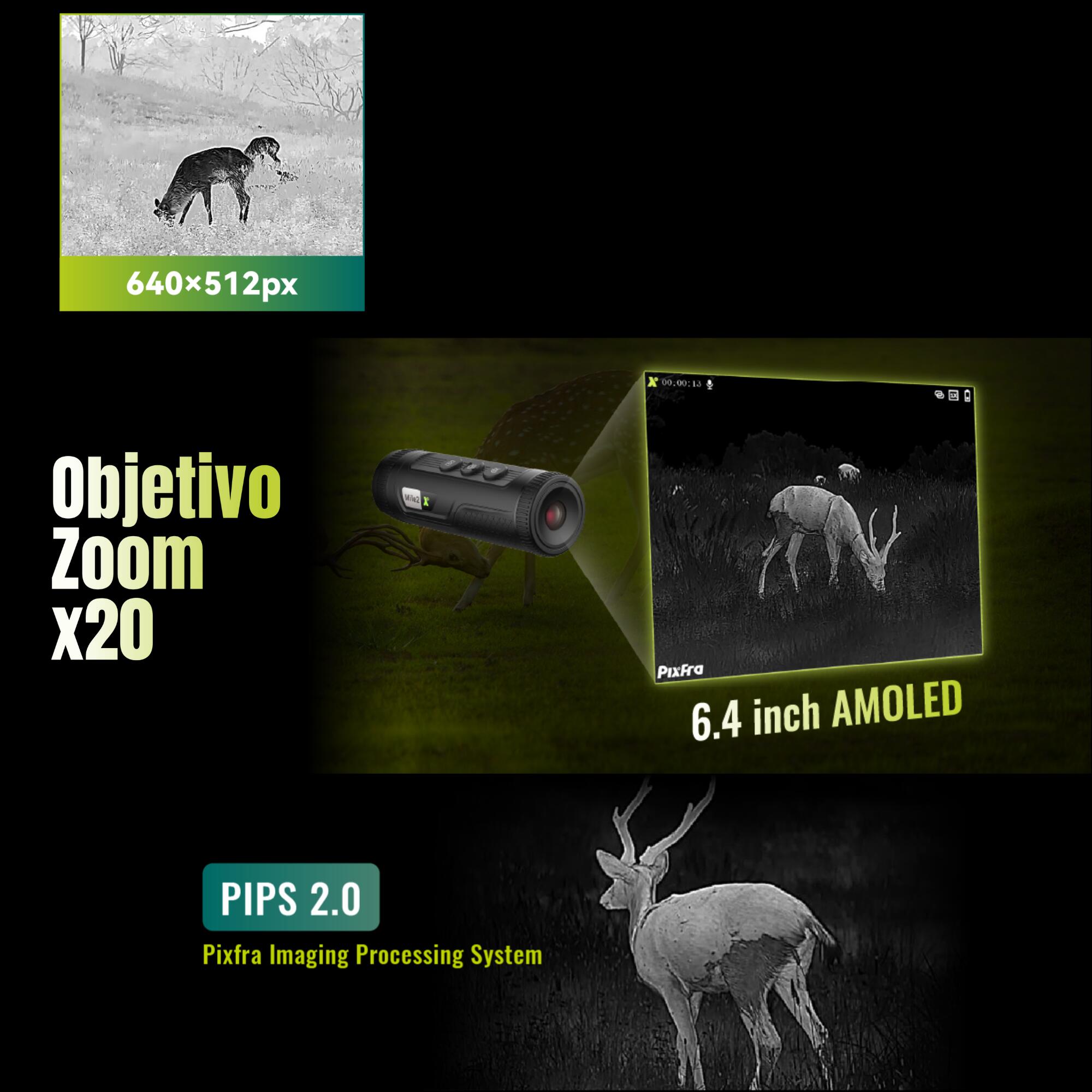 Monocular Térmico 15 mm PIXFRA Mile 2 M215M AMOLED de 800 x 600 IP67- WIFI 4/7