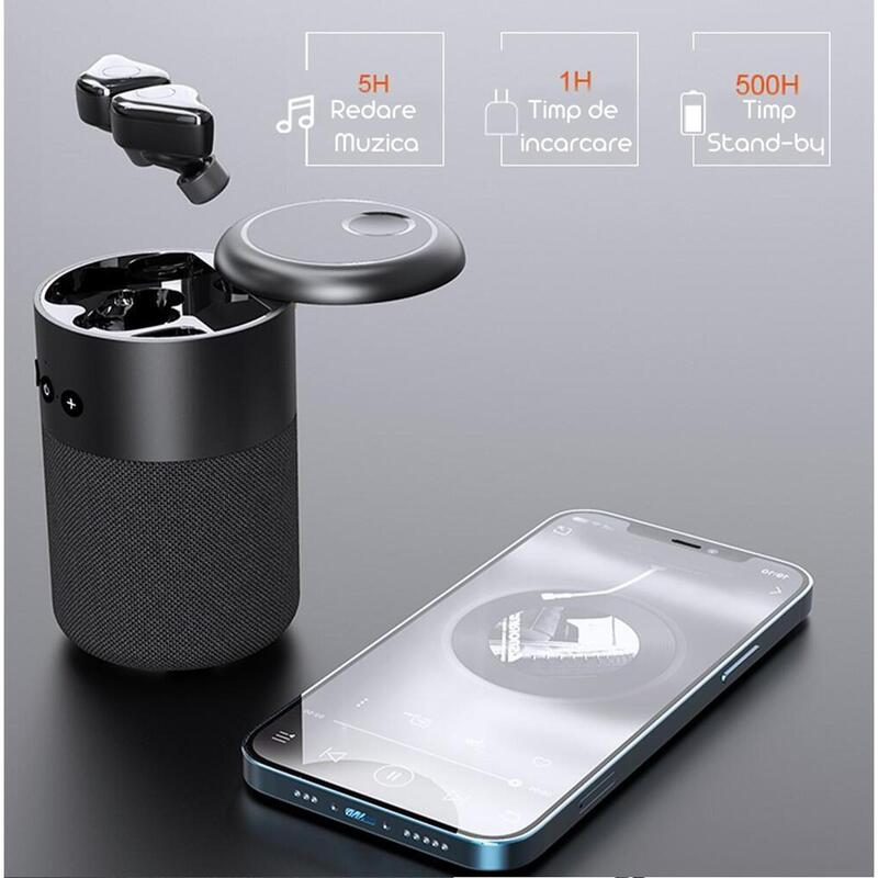 Casti Bluetooth 5.1 si Boxa portabila, Wireless, Handsfree, Touch