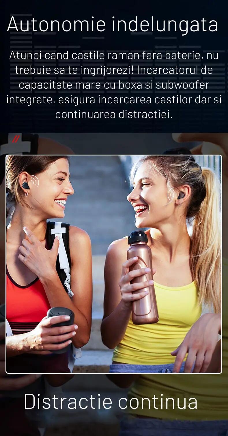 Casti Bluetooth 5.1 si Boxa portabila, Wireless, Handsfree, Touch 7/7