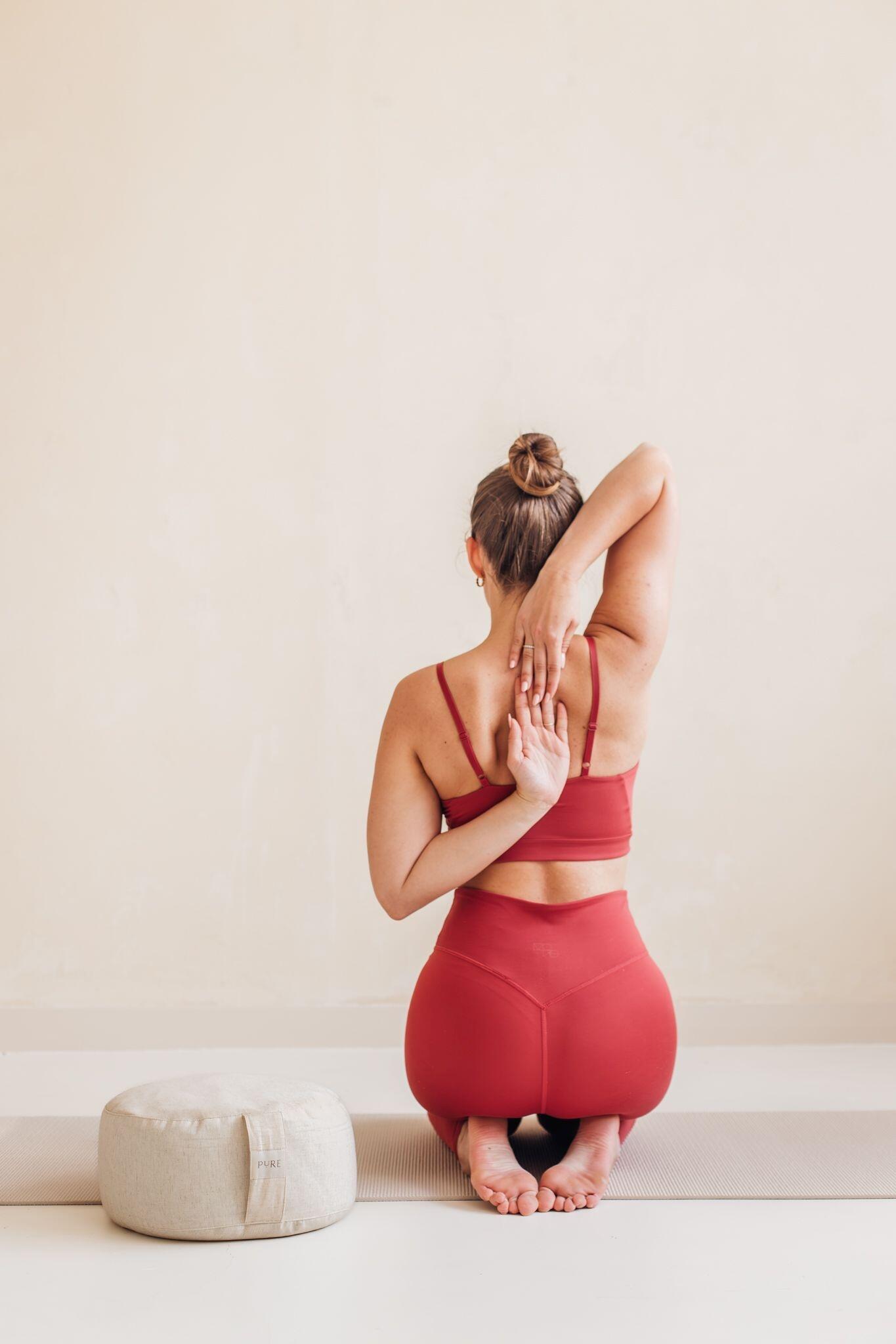 Meditatiekussen eco linnen naturel rond - Pure 3/5