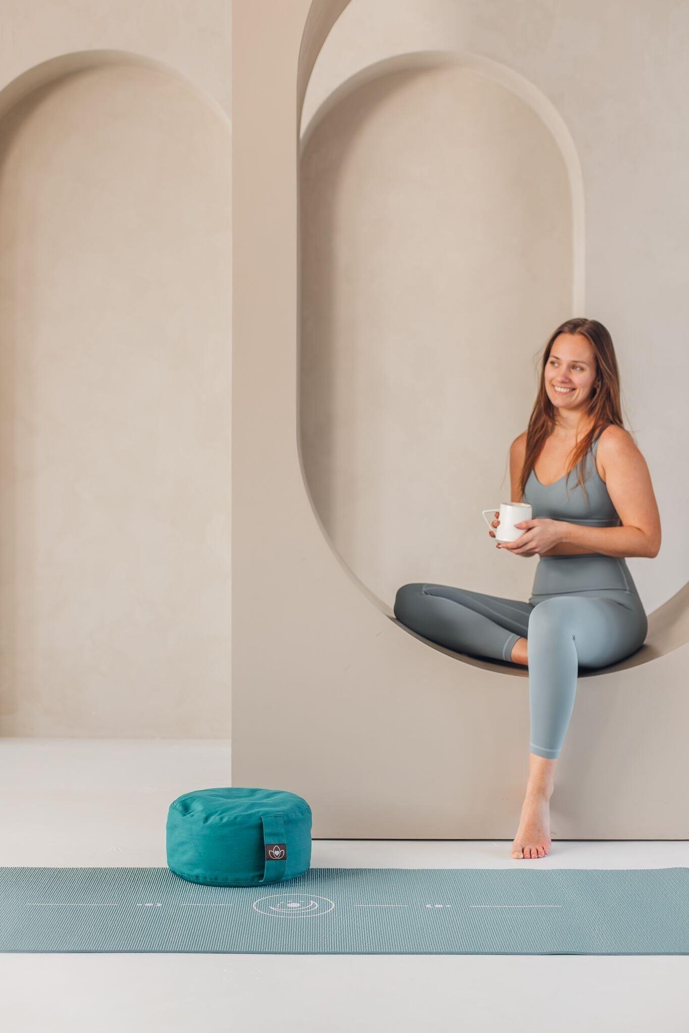 Lotus Meditatiekussen eco donkergroen rond 2/5