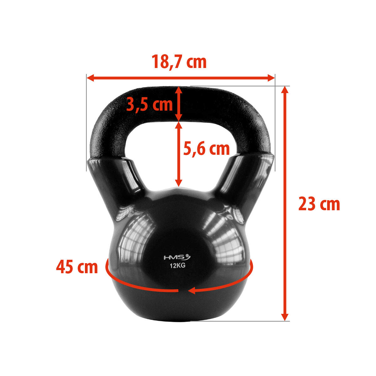 Kettlebell en fonte avec revêtement vinyle HMS KNV 3/6