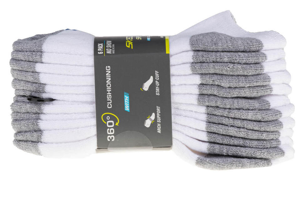 Skechers 6pk 360 Full Terry No Show, męskie, Fitness, skarpetki, Czarne