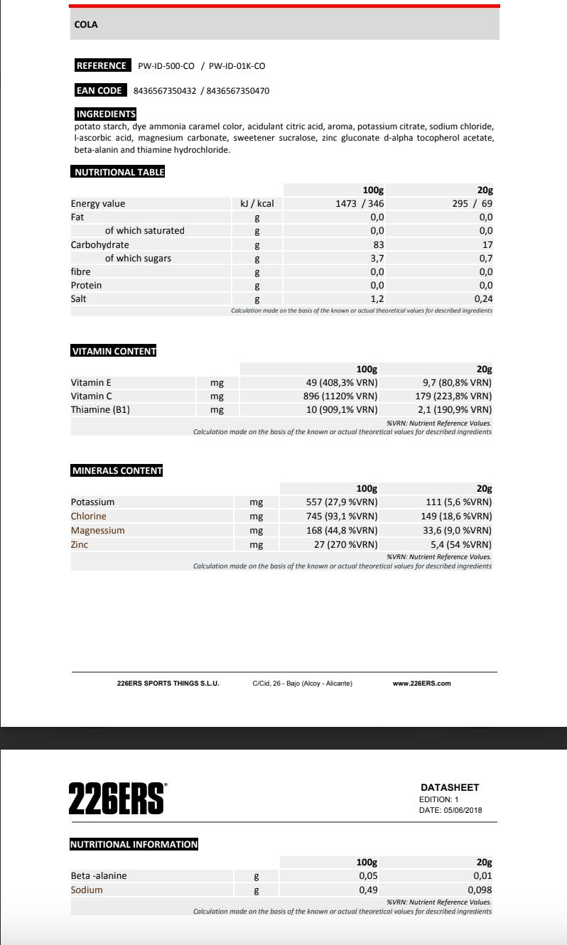 Isotonisches Getränk 226ERS 500g Cola 3/5