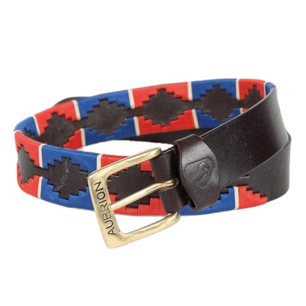 AUBRION Drover Polo Leather Belt (Navy/Red)