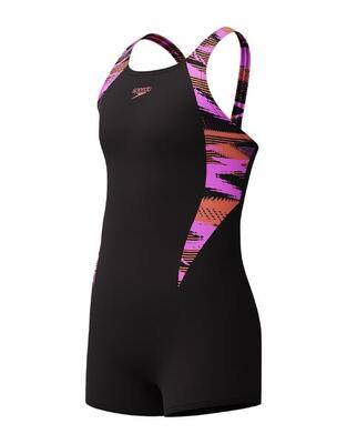Speedo meisjes badpak met pijpjes hyperboom splice zwart / paars