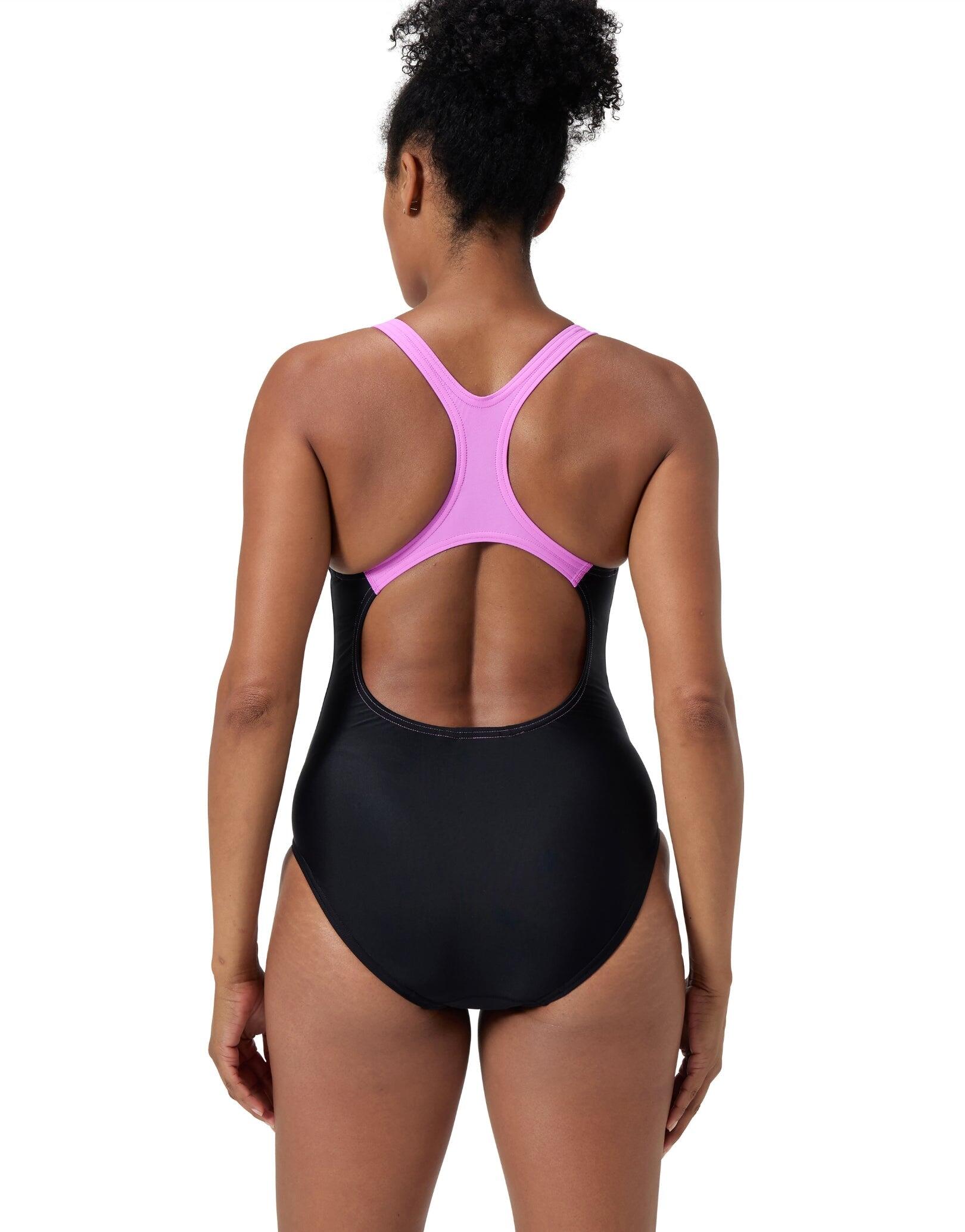 Speedo Medley Logo Medalist Swimsuit - Black/Purple 2/5
