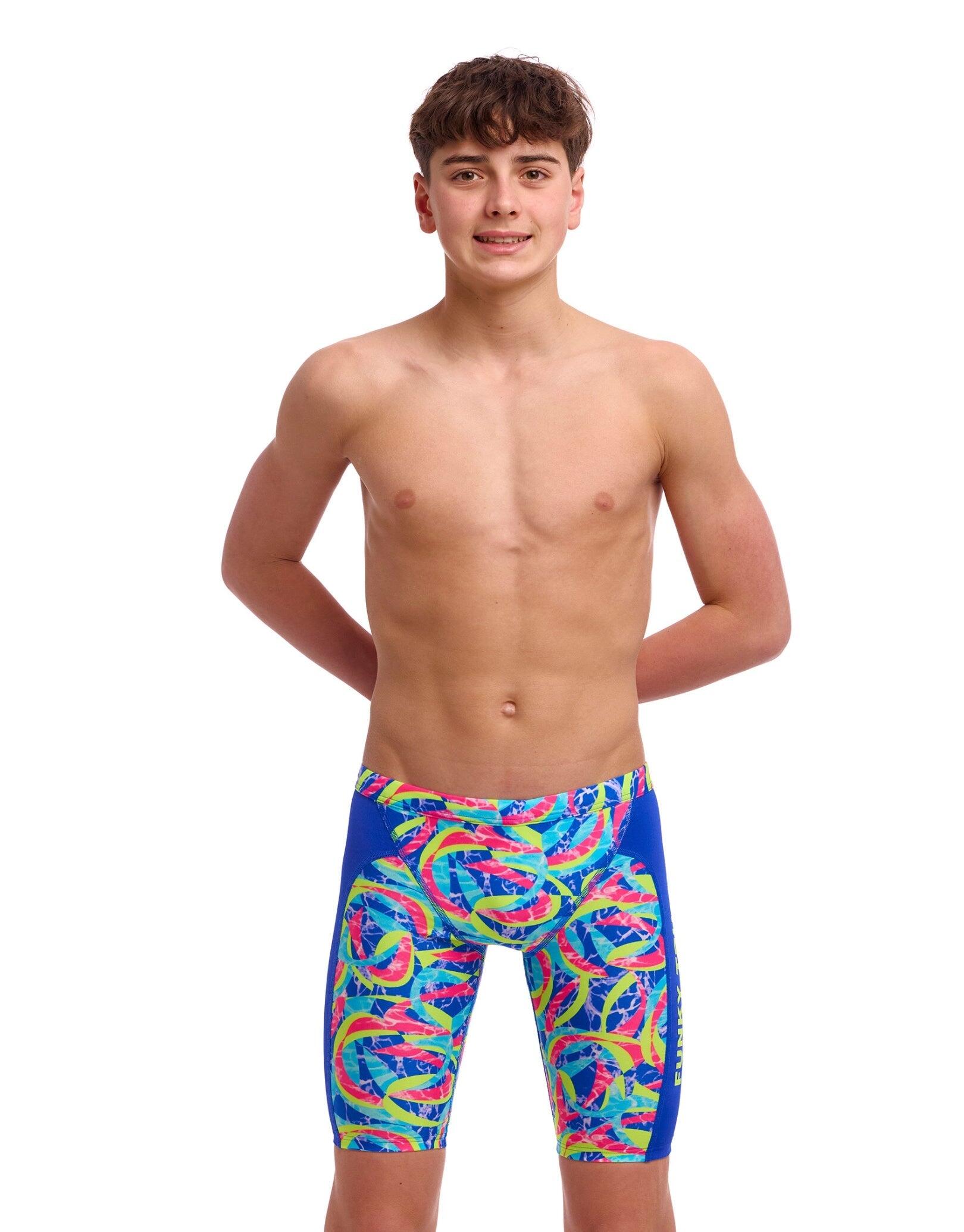 Funky Trunks Boys Choppy Waters Swim Training Jammer - Blue/Multi 3/5