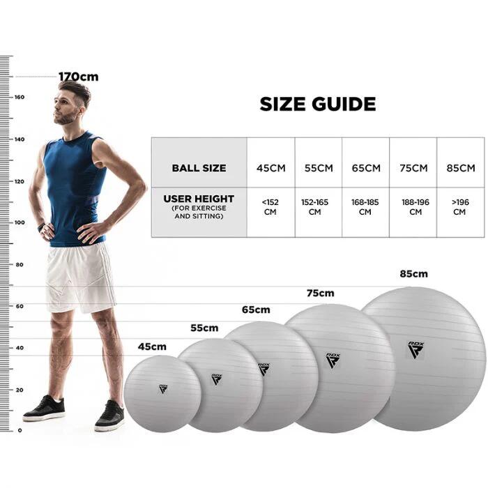 RDX B1 Minge yoga gonflabilă anti-alunecare cu pompă portabilă, 55 cm