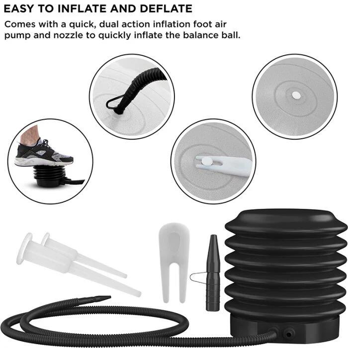 RDX B1 Minge yoga gonflabilă anti-alunecare cu pompă portabilă, 55 cm