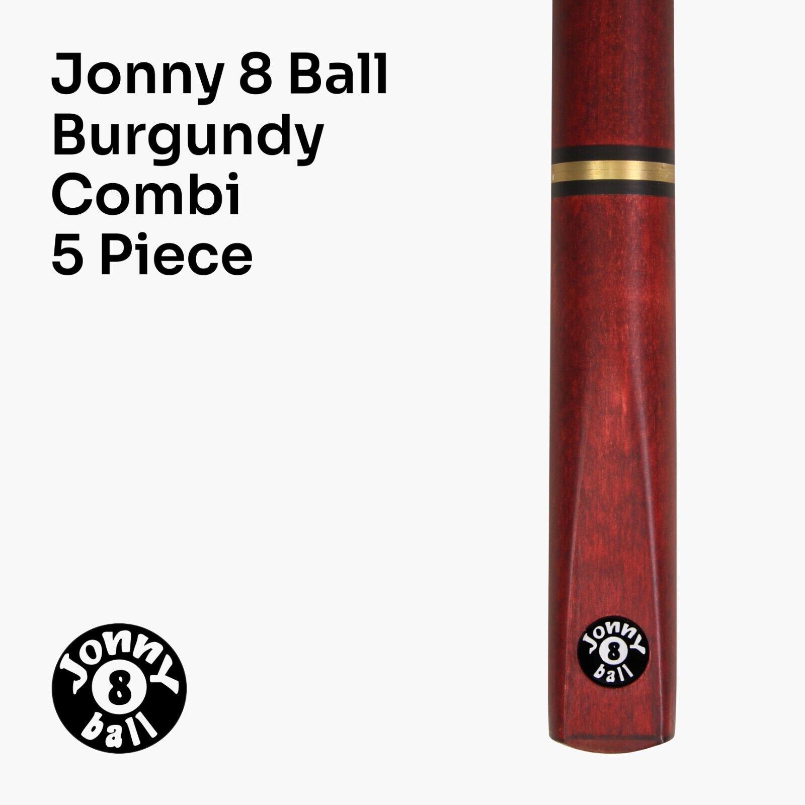 Jonny 8 Ball BURGUNDY COMBI Adjustable 5 Piece Ash Pool Snooker Cue - 9mm Tip 3/7