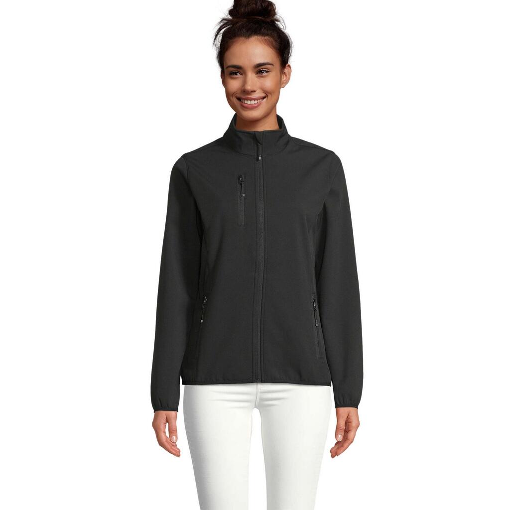 Womens/Ladies Falcon Zipped Soft Shell Jacket (Black)