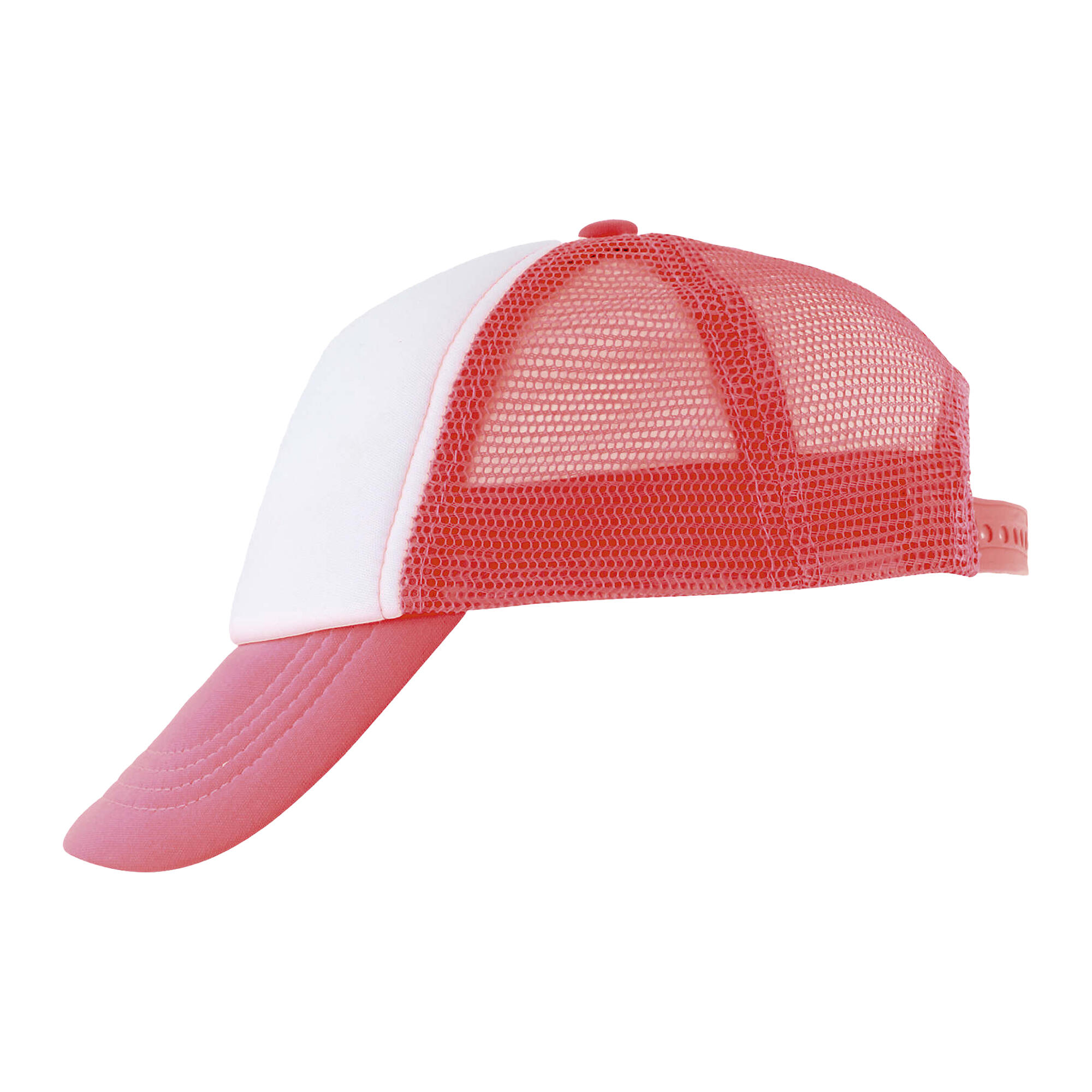 Kinder/Kids Bubbel Baseballpet (Wit/neon-koraal) 3/4