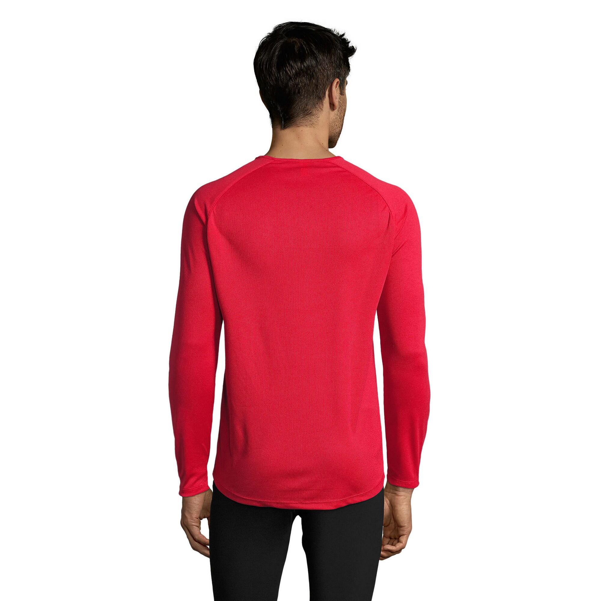 T-Shirt desportiva de manga comprida para homem (Vermelho) 2/3