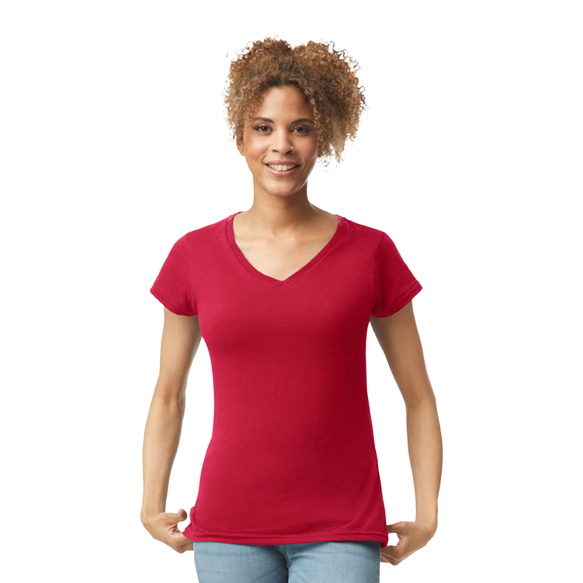 Camiseta Softstyle para Mujer Rojo Cherry 3/3