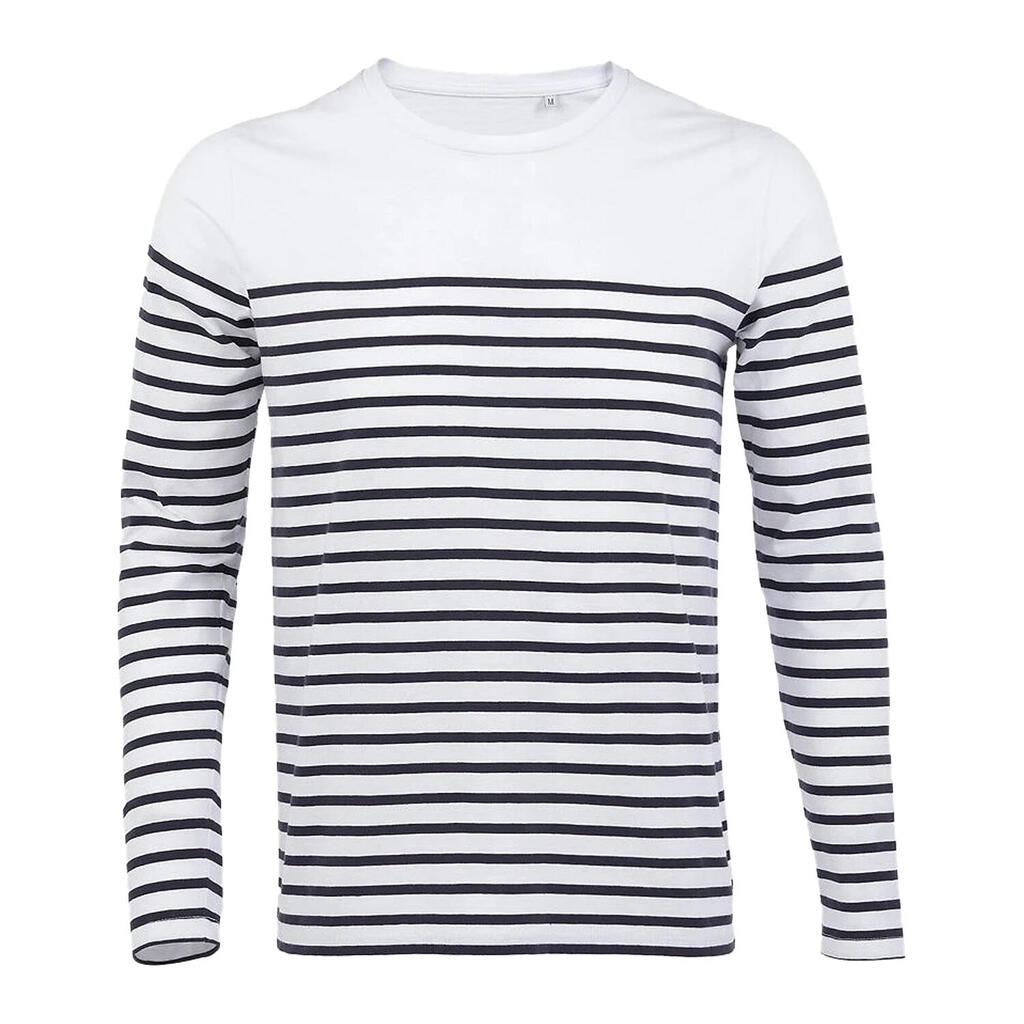 Mens Matelot Striped LongSleeved TShirt (White/Navy)