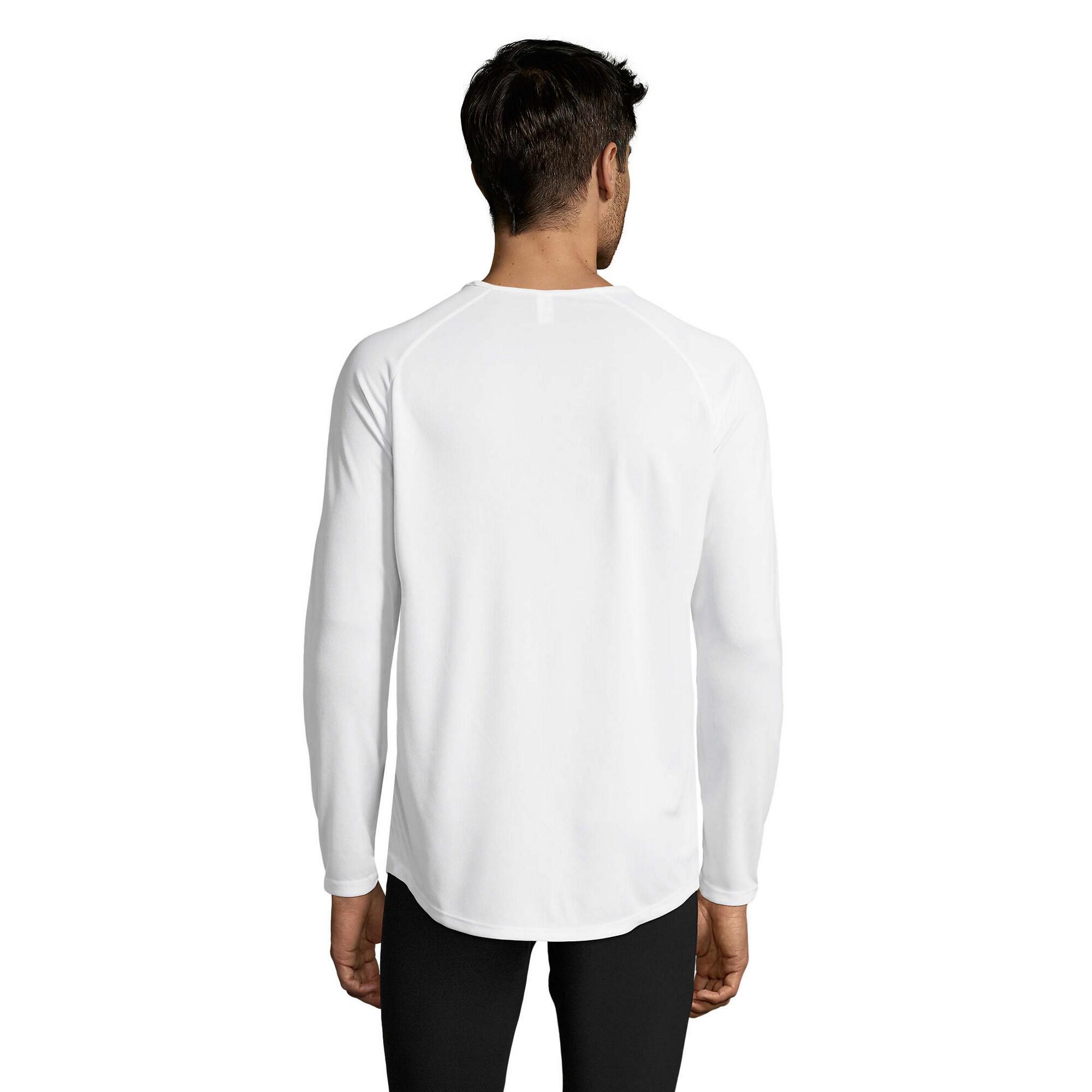 T-Shirt desportiva de manga comprida para homem (Branco) 2/3