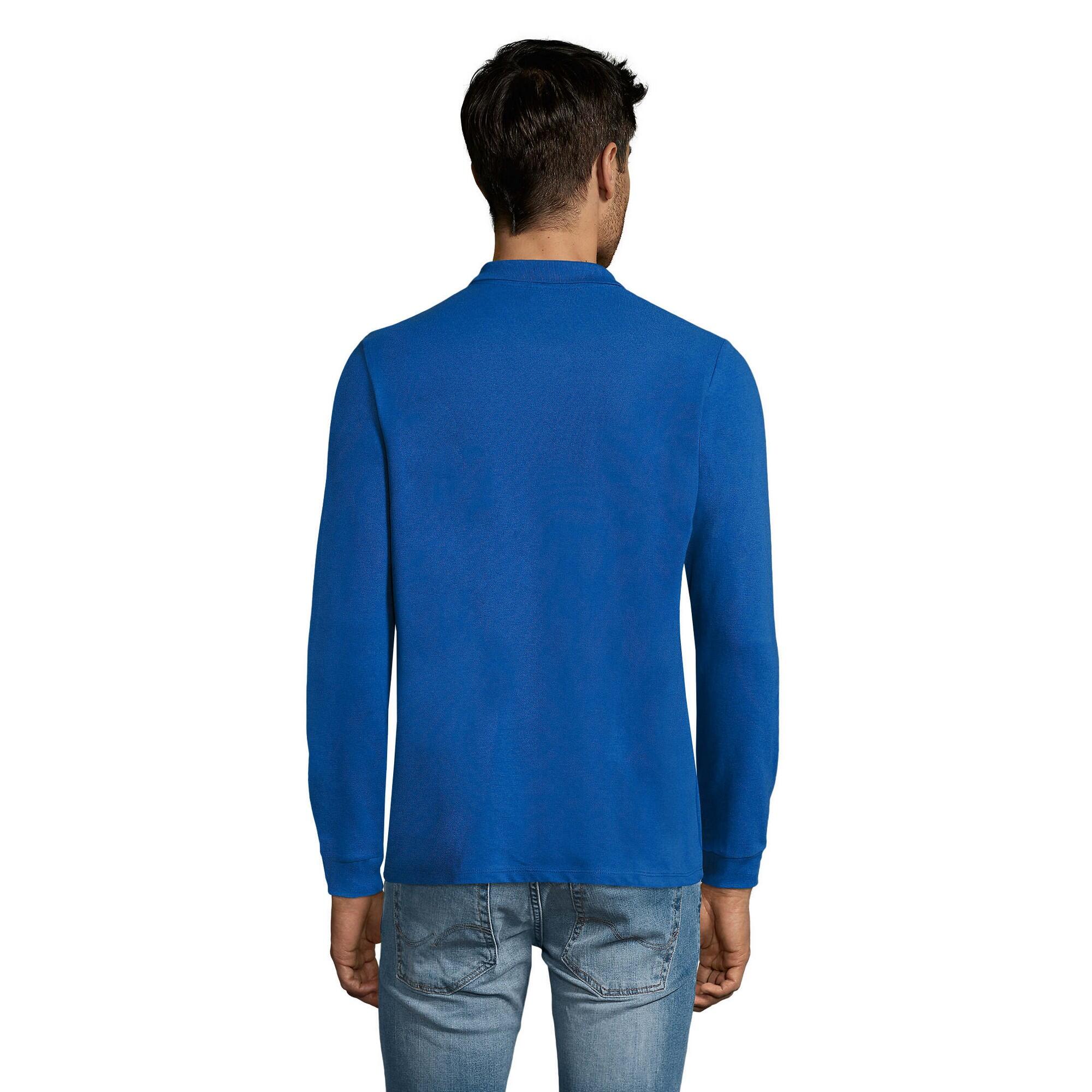 Maglietta Polo Semplice Manica Lunga Uomo SOLS Perfect Blu Reale 2/3