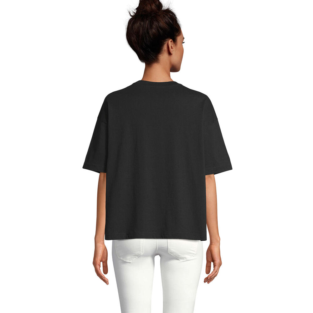 Dames Boxy Oversized Tshirt (Diep zwart) 2/4