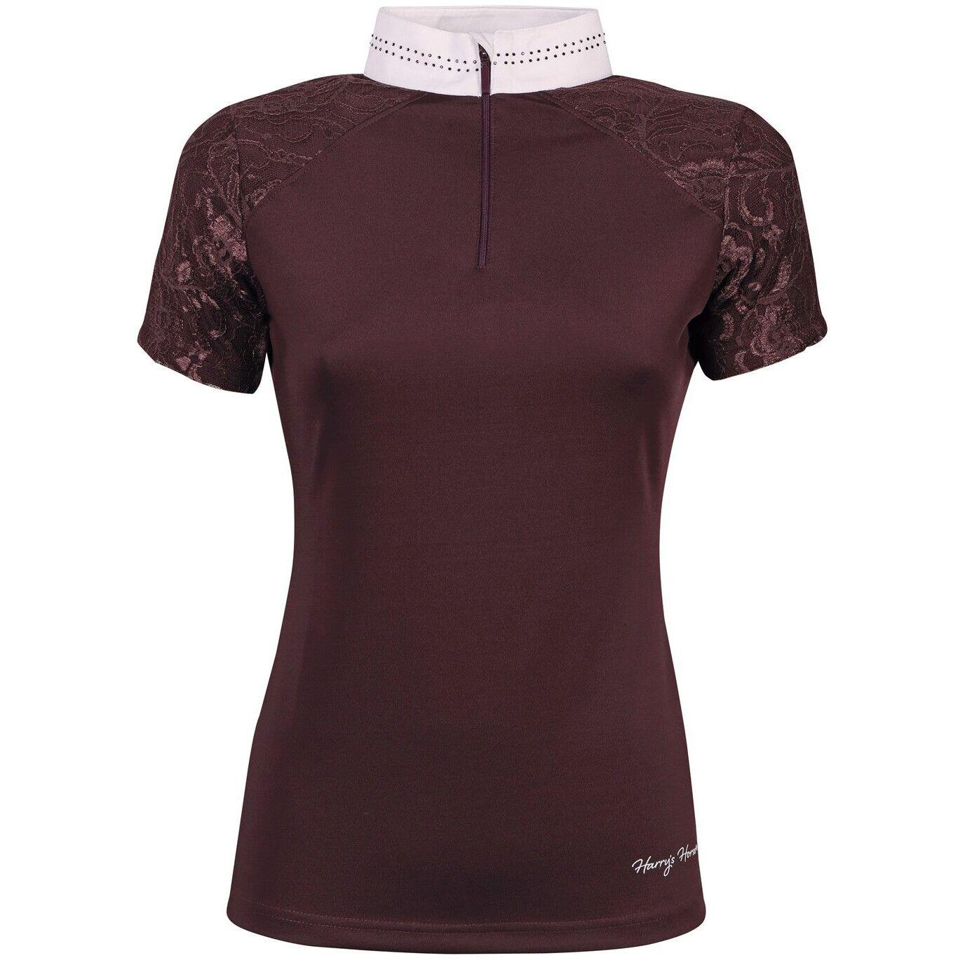 Harrys Horse - Chemise Compétition D'Équitation Femme Harry's Horse Venice - Maillot Manches Courtes - Marron|rouge - 42 M/l - Decathlon