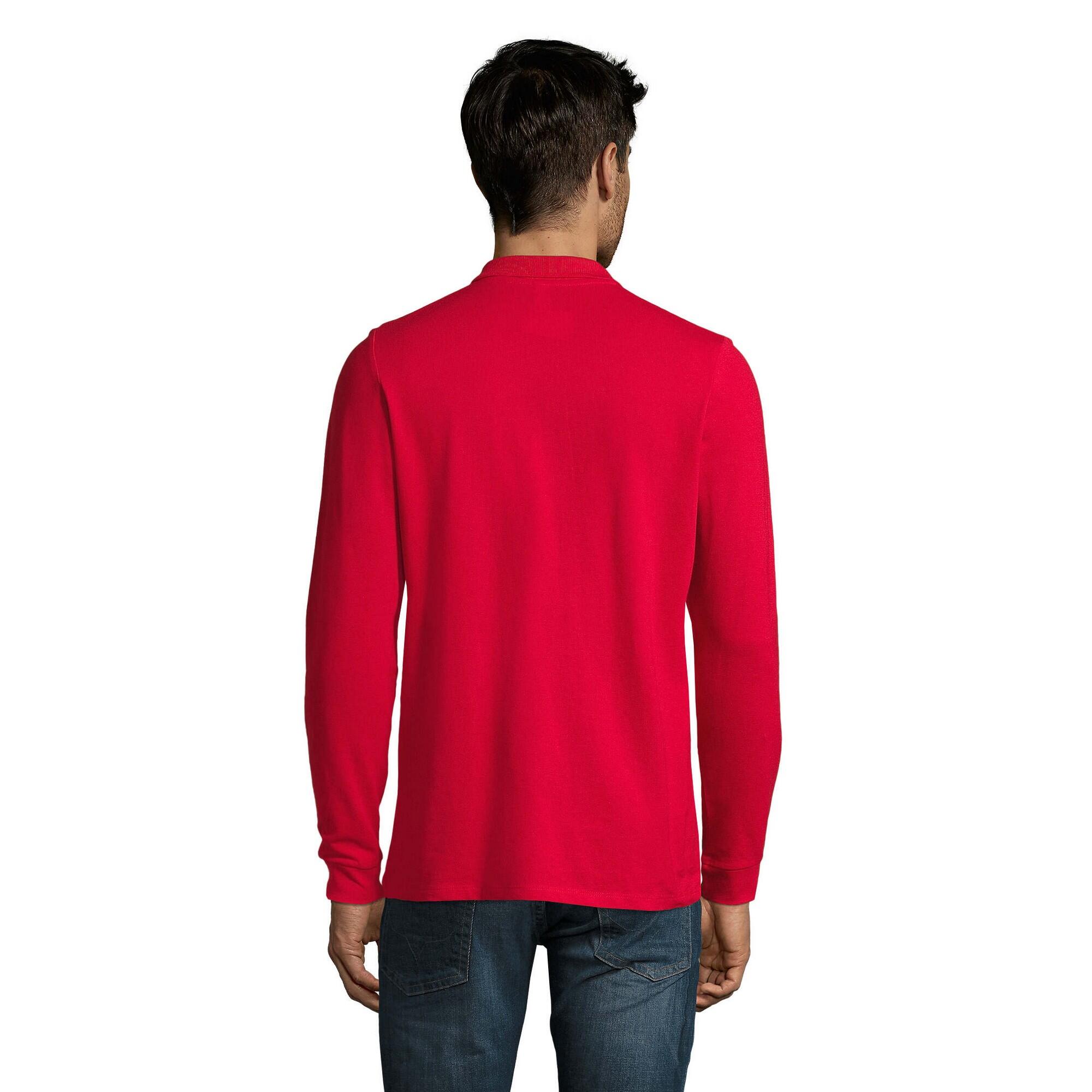 Maglietta Polo Semplice Manica Lunga Uomo SOLS Perfect Rosso 2/3