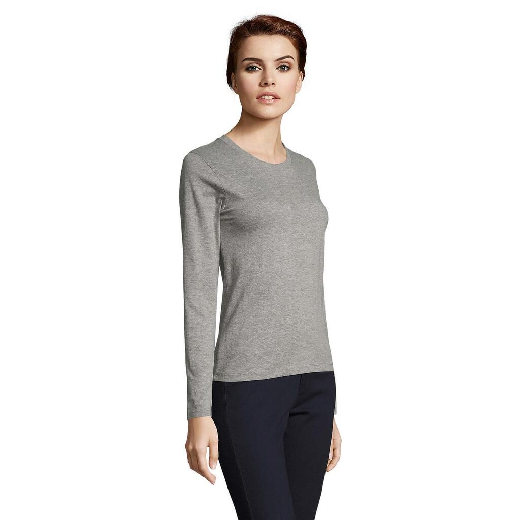 Womens/Ladies Imperial Melange LongSleeved TShirt (Grey)