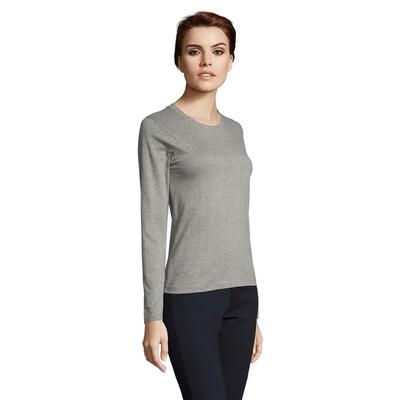 Dames imperial melange tshirt met lange mouwen (grijs)