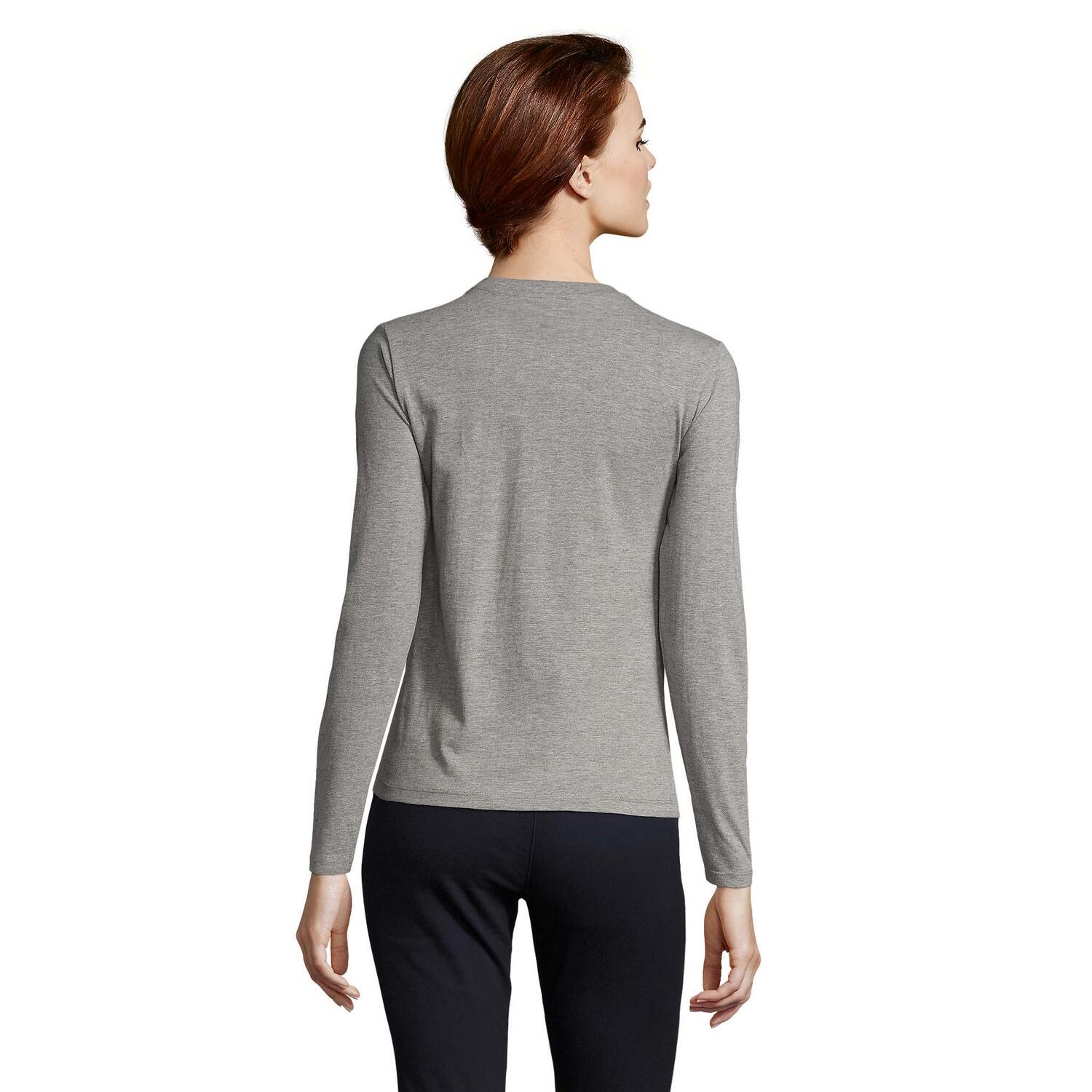 Camiseta Imperial de Mezcla de Manga Larga para Mujer Gris 2/4