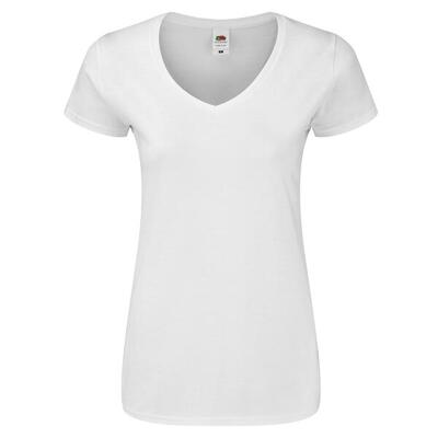 Maglietta Scollo A V Donna Fruit Of The Loom Iconic 140 Bianco