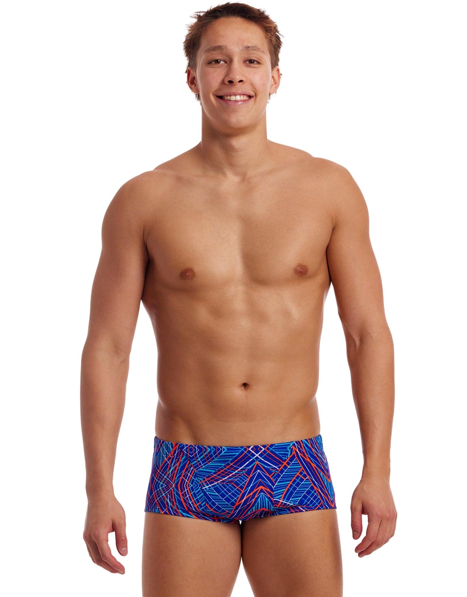 Funky Trunks Frequency Classic Swim Trunks - Blue/Red 1/7