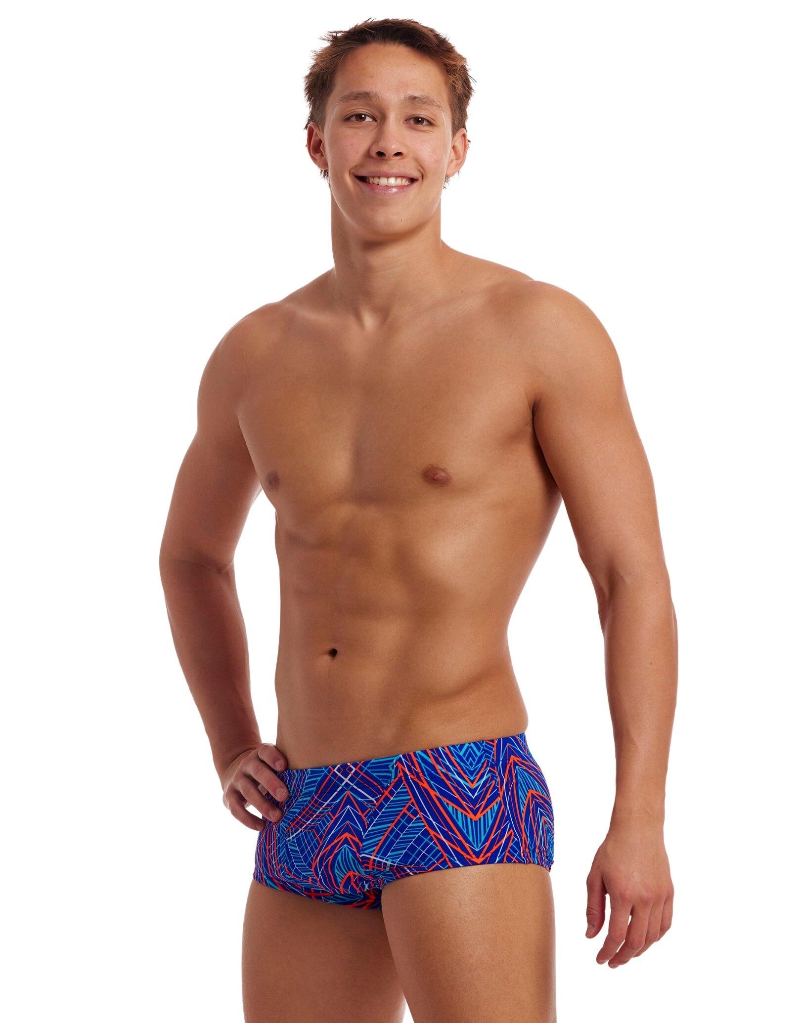 Funky Trunks Frequency Classic Swim Trunks - Blue/Red 3/7