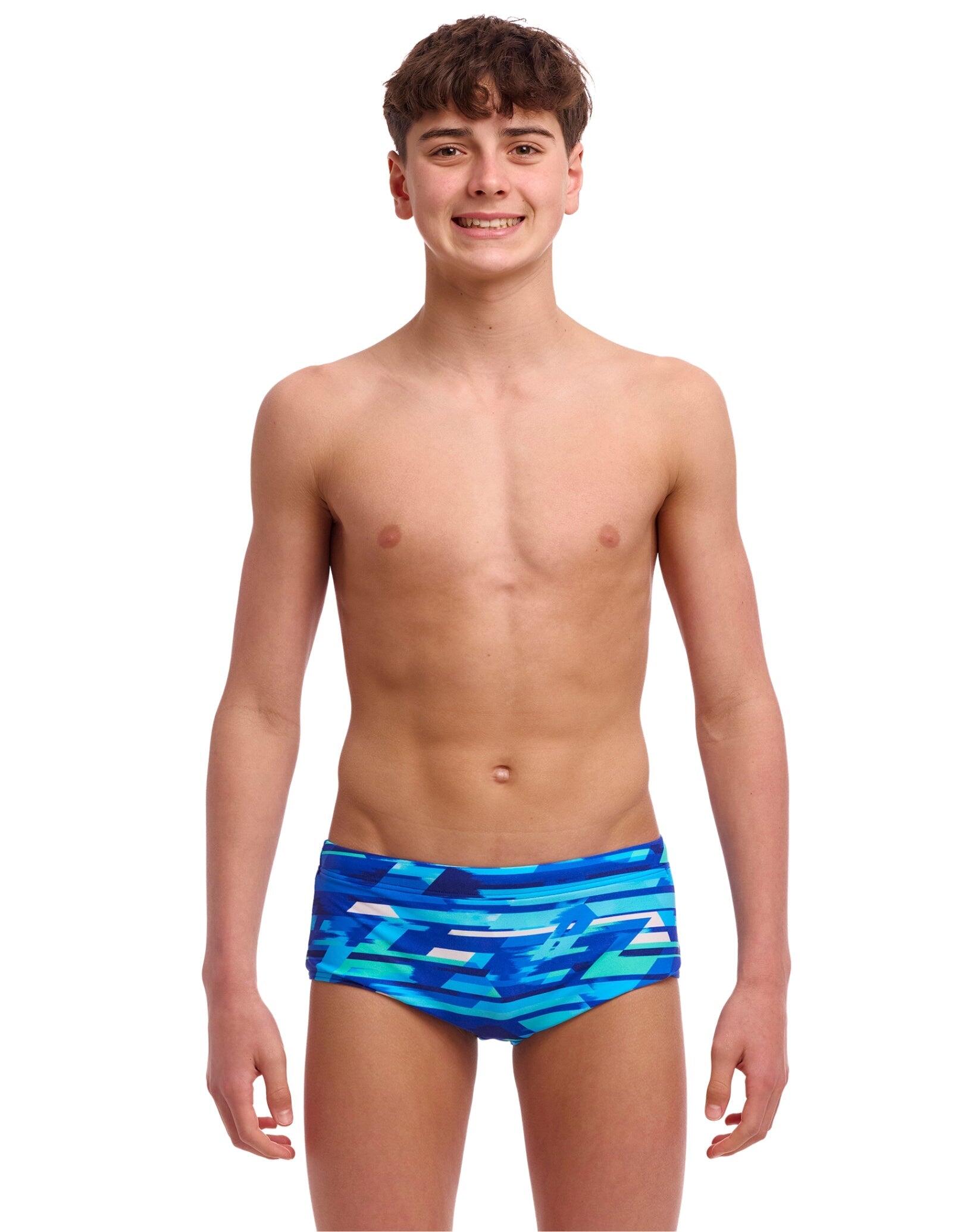 FUNKY TRUNKS Funky Trunks Boys Pace Racer Sidewinder Swim Trunks - Blue