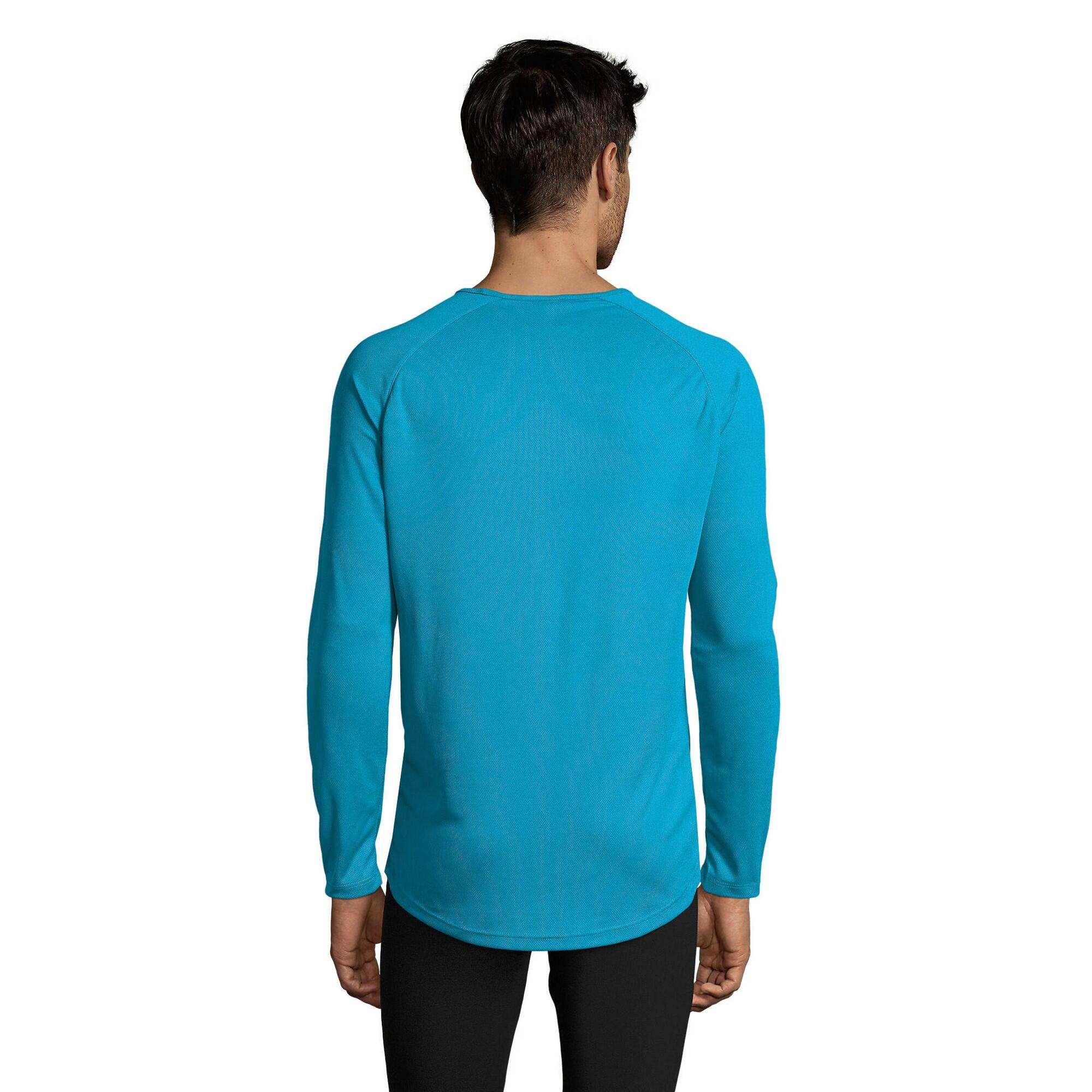 T-Shirt desportiva de manga comprida para homem (Aqua) 2/3