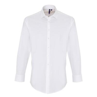 Heren rekken pasvorm popeline lange mouwen shirt (wit)
