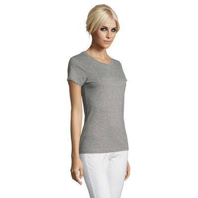 Maglietta Aderente Girocollo Donna SOLS Regent Grigio Melange