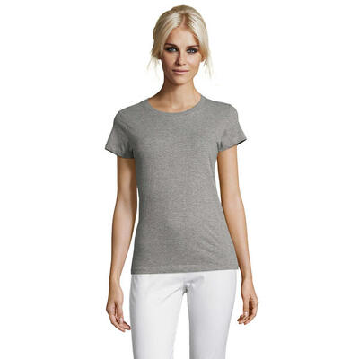 Dames regent melange ronde hals fitted tshirt (grijze melange)