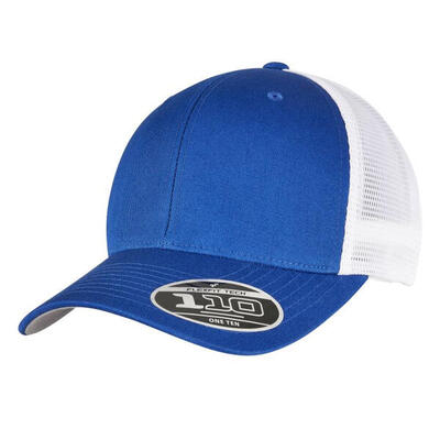 Tweekleurige katoenen mesh trucker cap (koningsblauw)