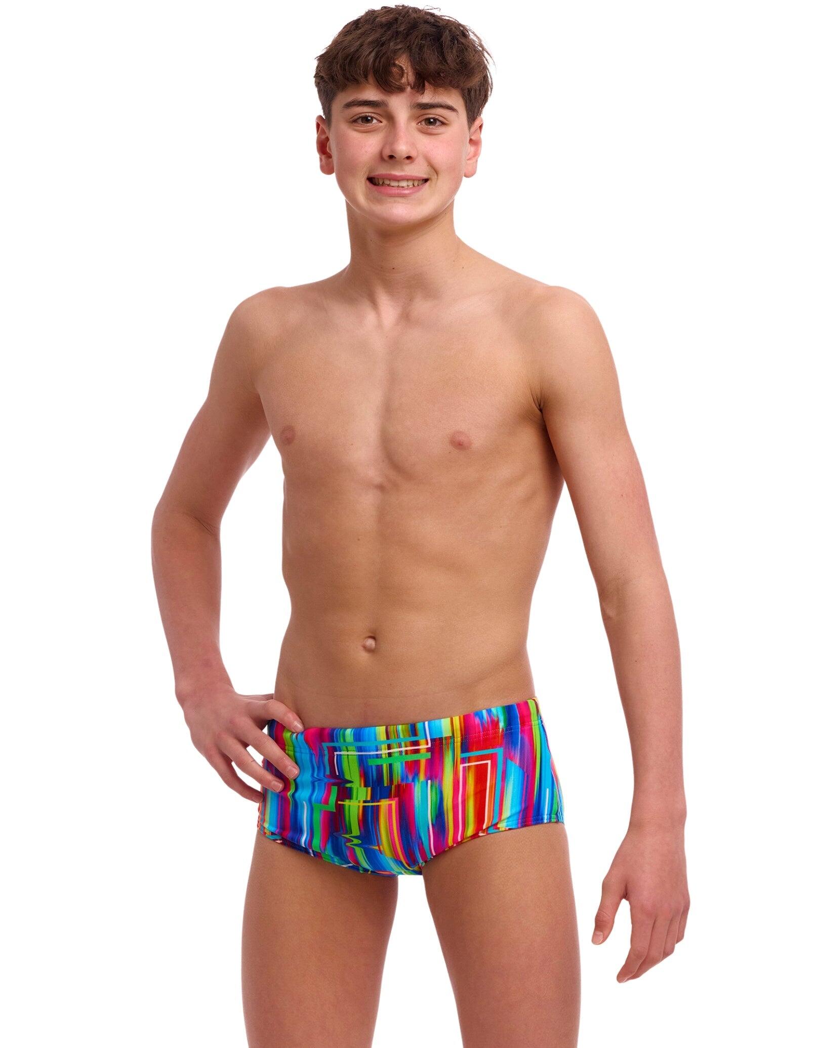 FUNKY TRUNKS Funky Trunks Boys The Glitch Sidewinder Swim Trunks - Multi