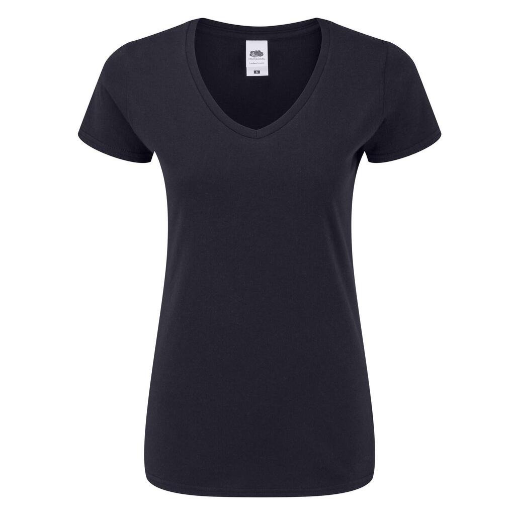Womens/Ladies Iconic 150 V Neck TShirt (Deep Navy)