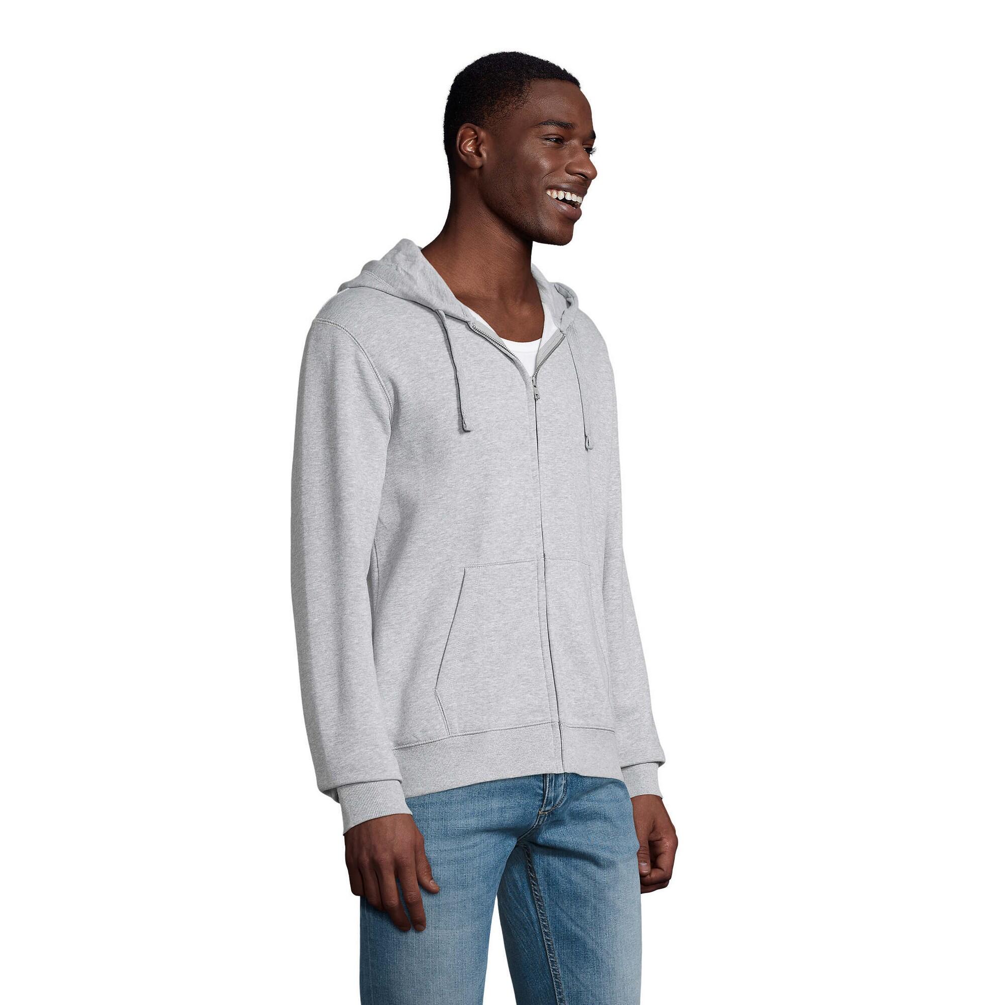 Felpa Con Cappuccio Con Cerniera Uomo SOLS Spike Grigio Melange 3/4