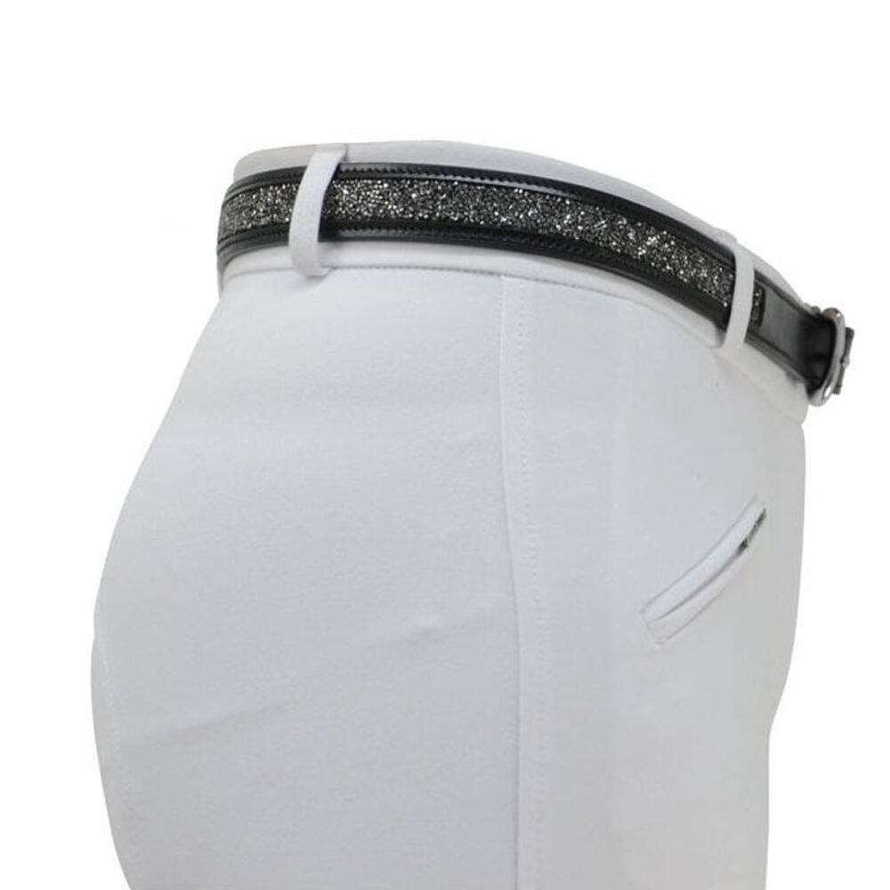 Equestrian Encrusted Rock Leather Belt (Black/Silver) 3/3