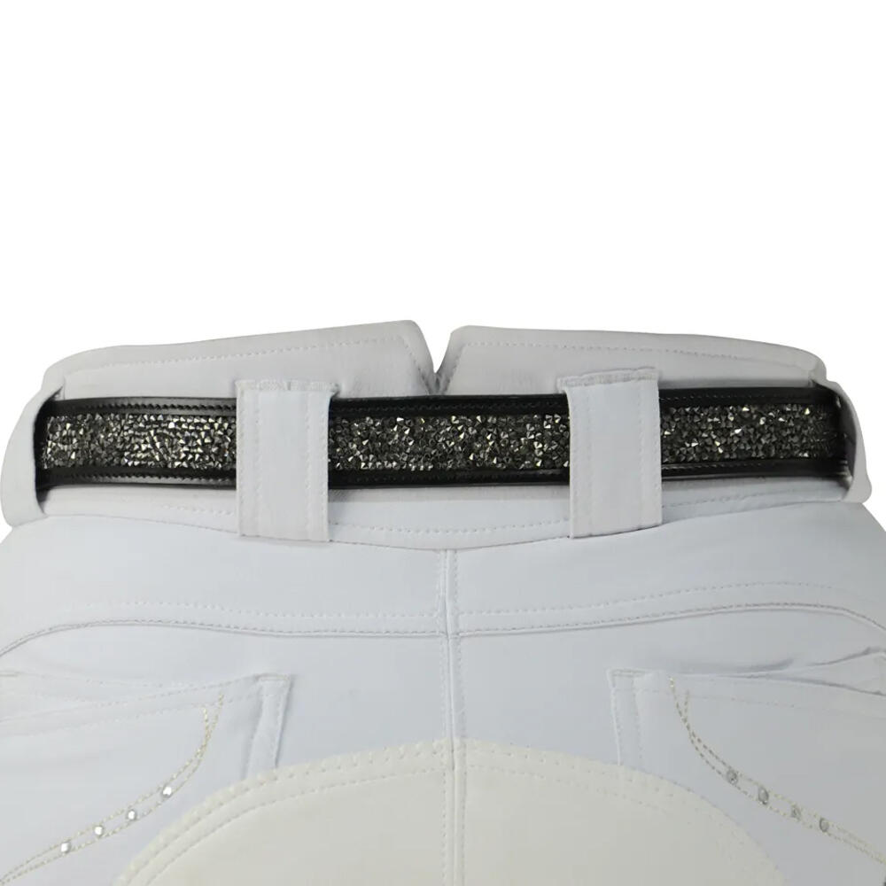 Equestrian Encrusted Rock Leather Belt (Black/Silver) 2/3