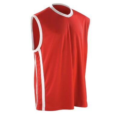 Heren basketbal snelle droge mouwloze top (rood / wit)